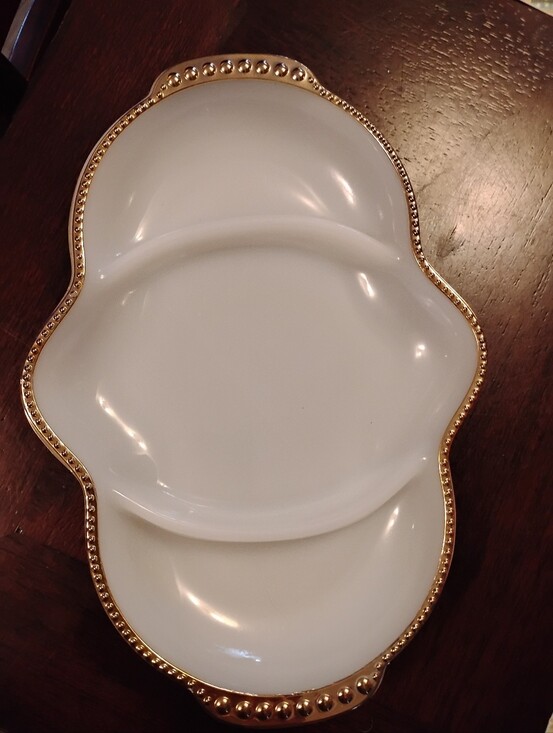 Anchor Hocking Other - Vintage White Anchor Hocking Fire King Milk Glass Divided Relish Dish Gold Trim